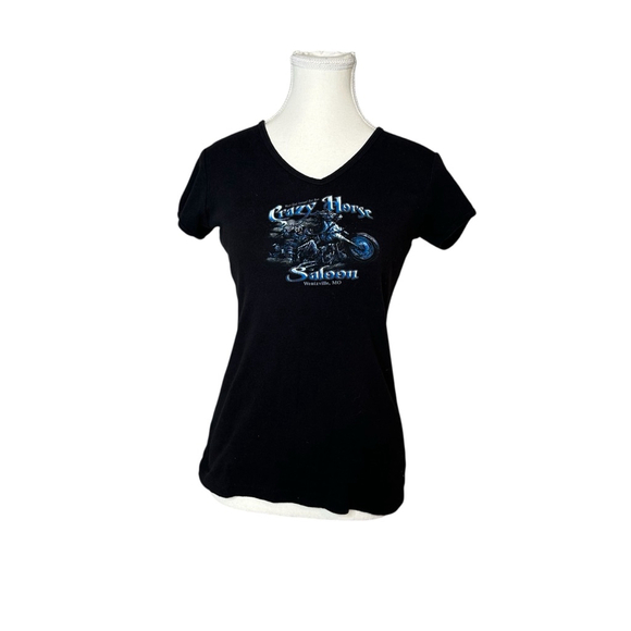 Y2K graphic Biker Black Baby Tee - Picture 1 of 4
